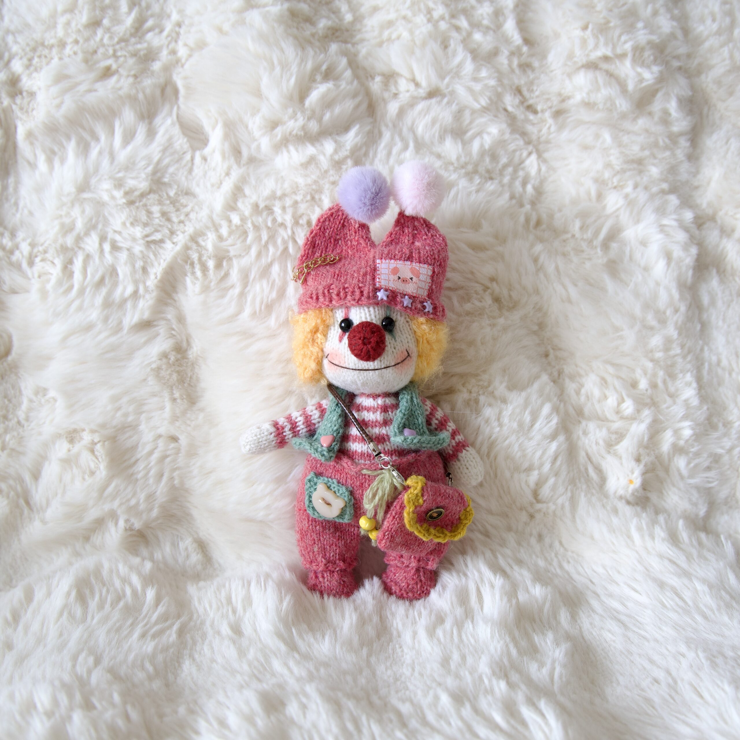 Handmade Crochet Clown Doll Plush – Cute Knitted Toy Gift - Image 3