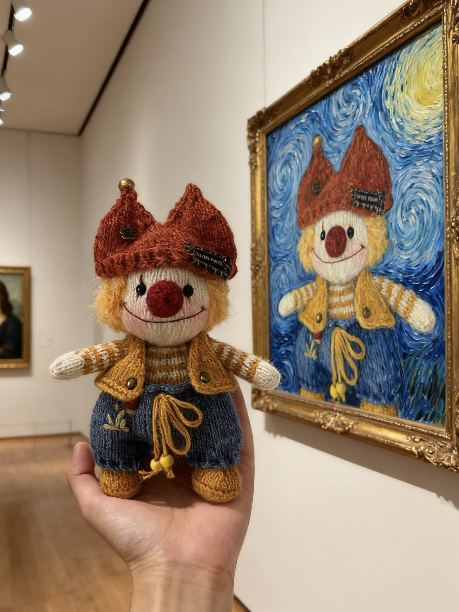 Art-Inspired Crochet Clown Doll – Handmade Collector’s Piece