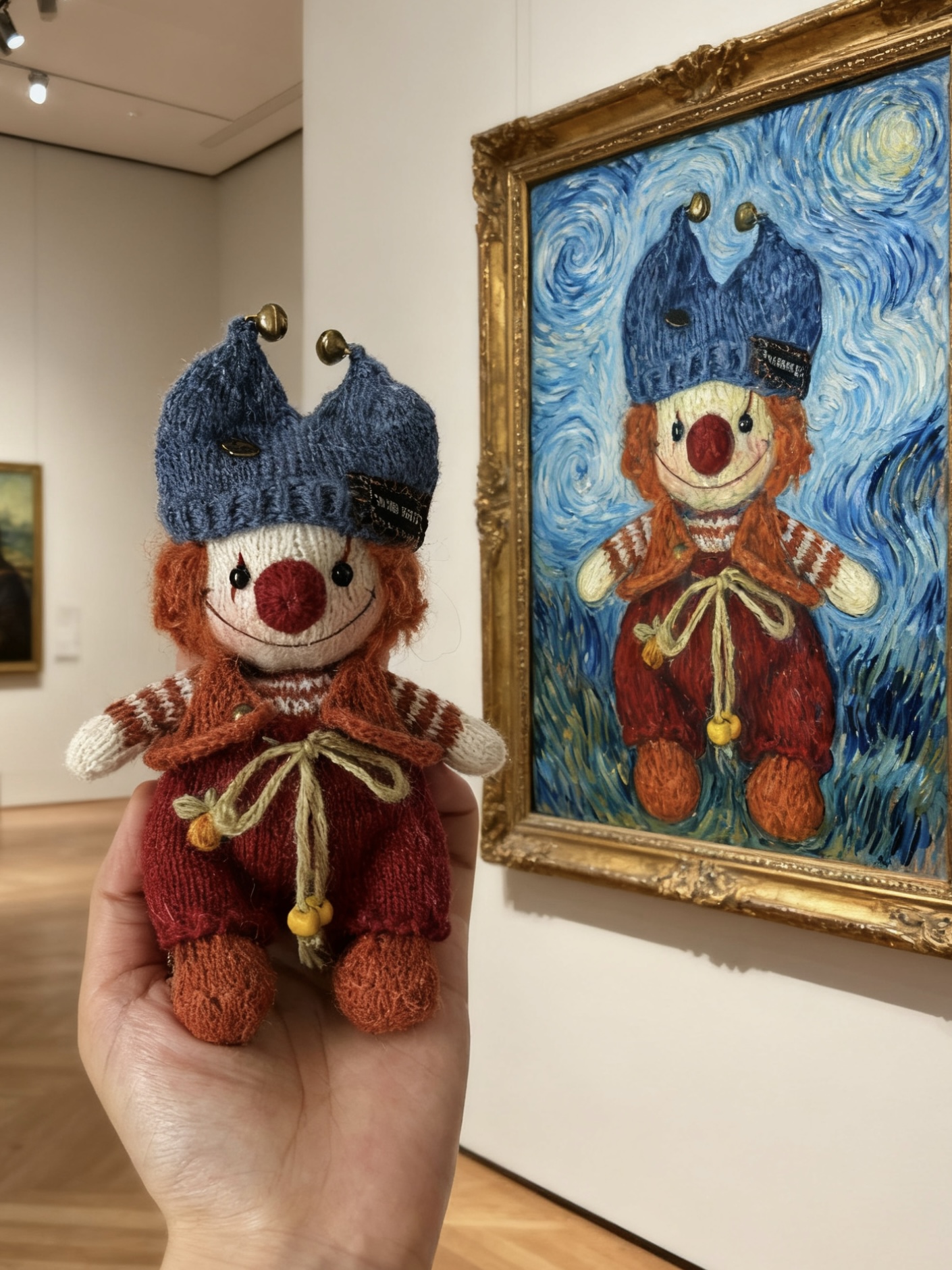 Art-Inspired Crochet Clown Doll – Handmade Collector’s Piece - Image 3