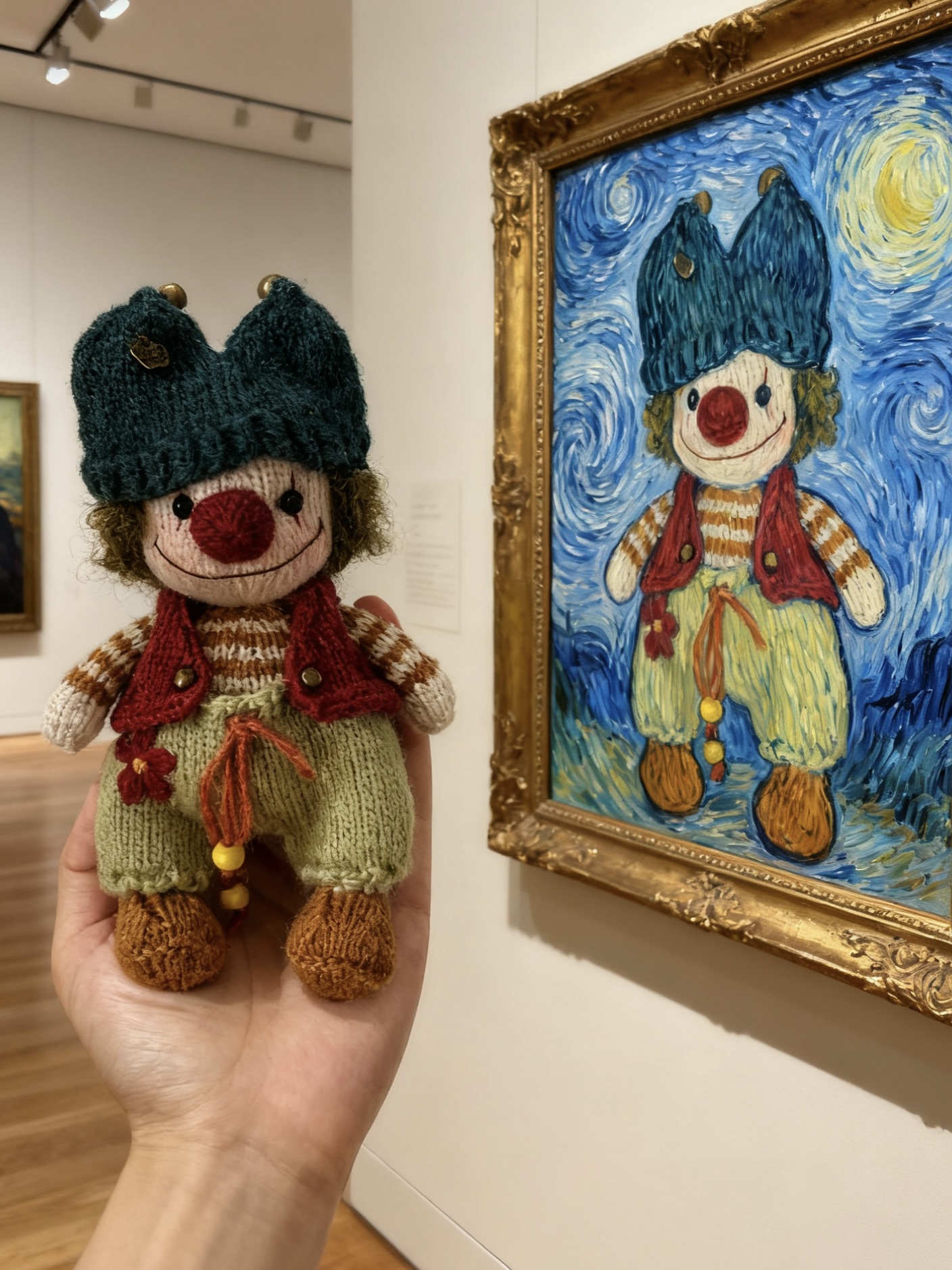 Art-Inspired Crochet Clown Doll – Handmade Collector’s Piece - Image 4