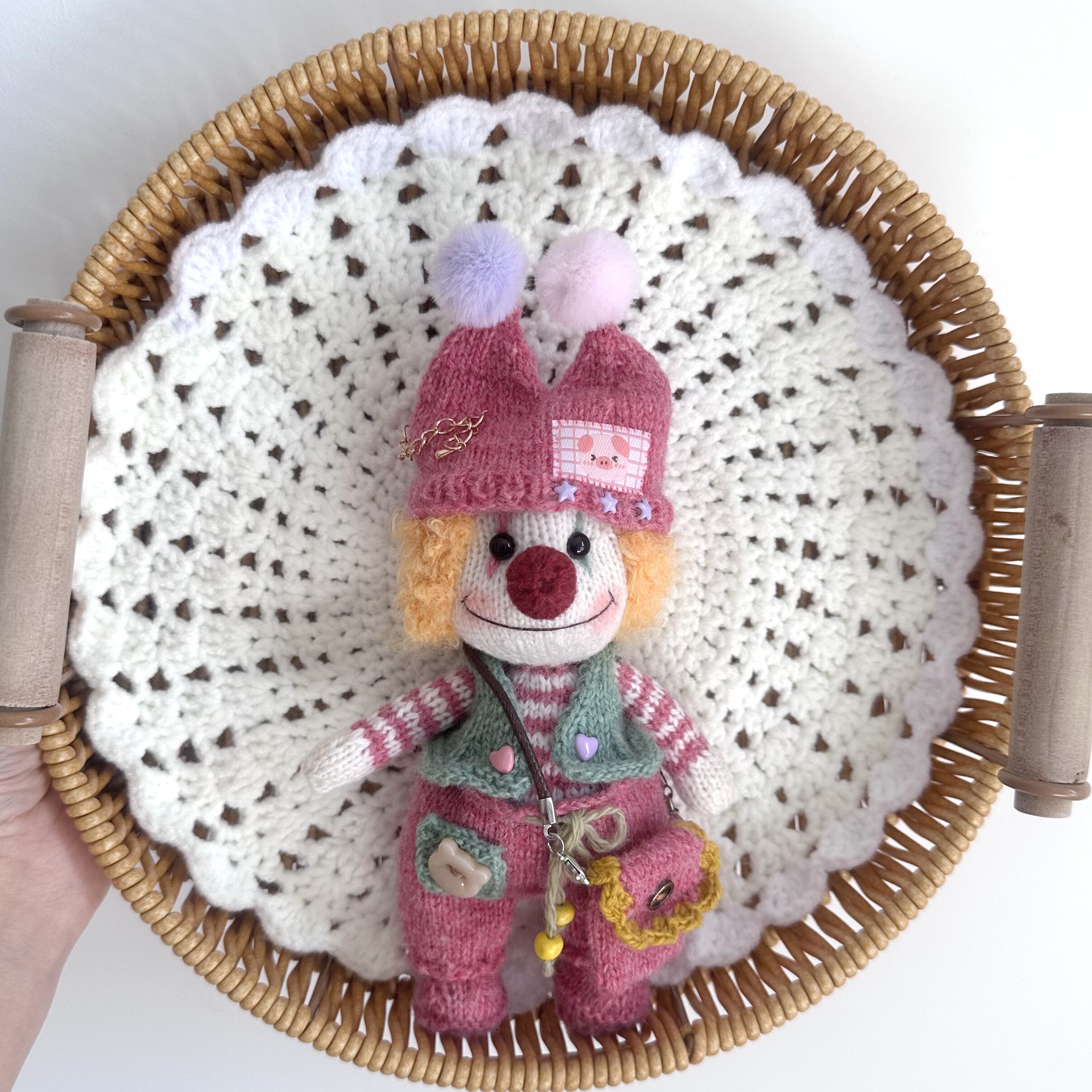 Handmade Crochet Clown Doll Plush – Cute Knitted Toy Gift - Image 4