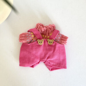 Handmade Knitted Pink Jumper & Cotton Overalls Clothing Set for Mr. Clown