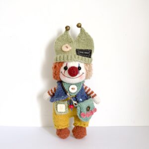 Adorable Handmade Knitted Clown Plush Toy – Crochet Doll Gift