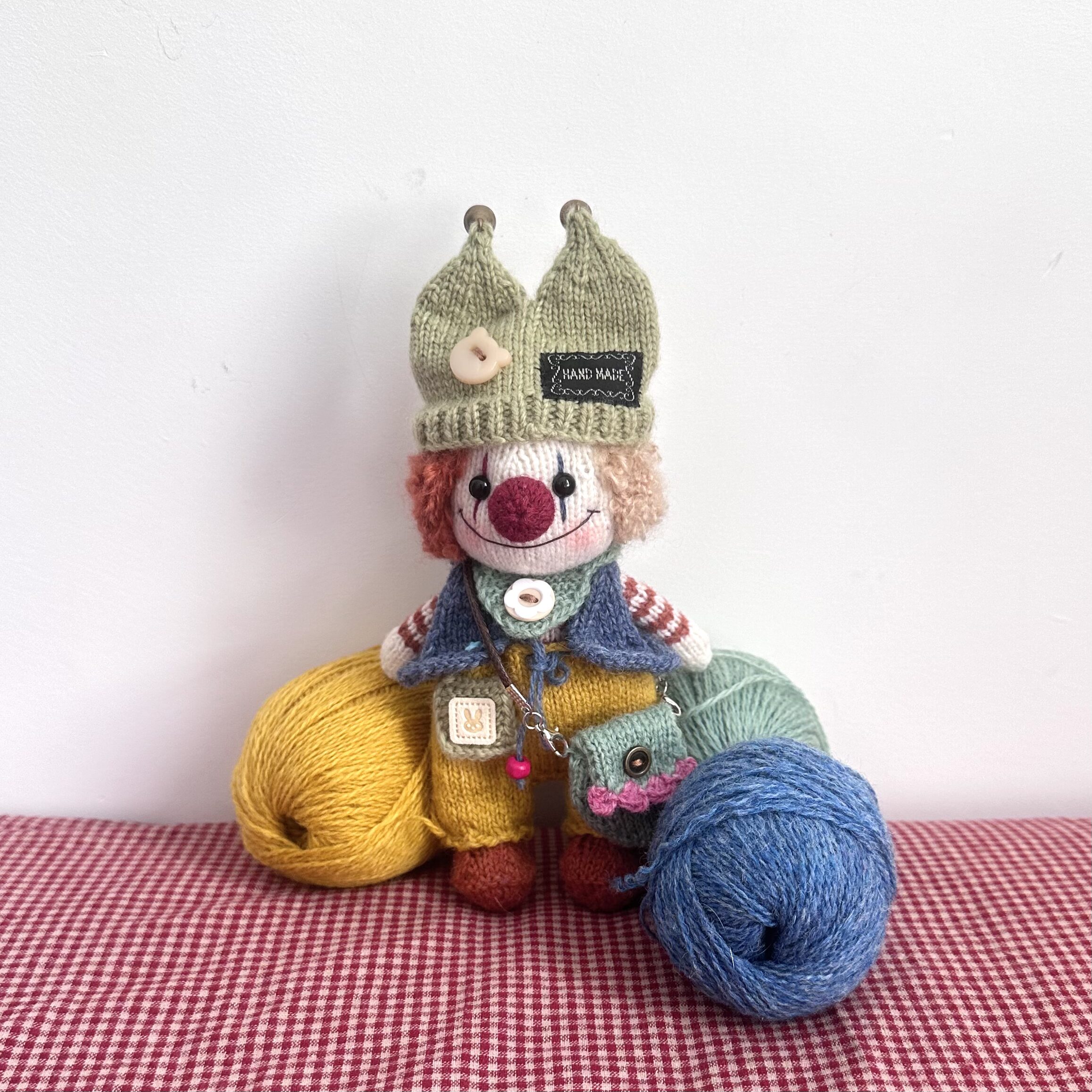 Adorable Handmade Knitted Clown Plush Toy – Crochet Doll Gift - Image 2