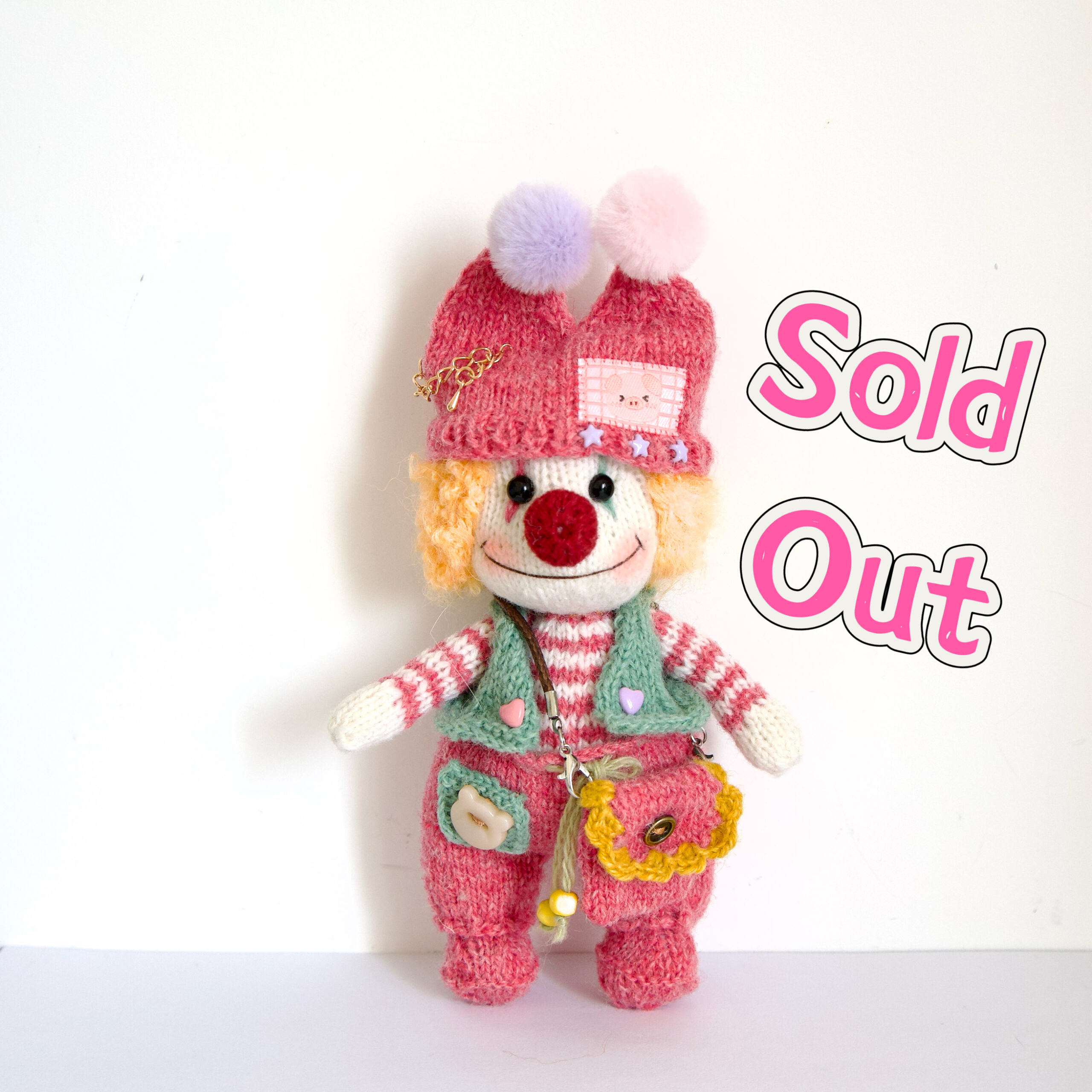 Handmade Crochet Clown Doll Plush – Cute Knitted Toy Gift