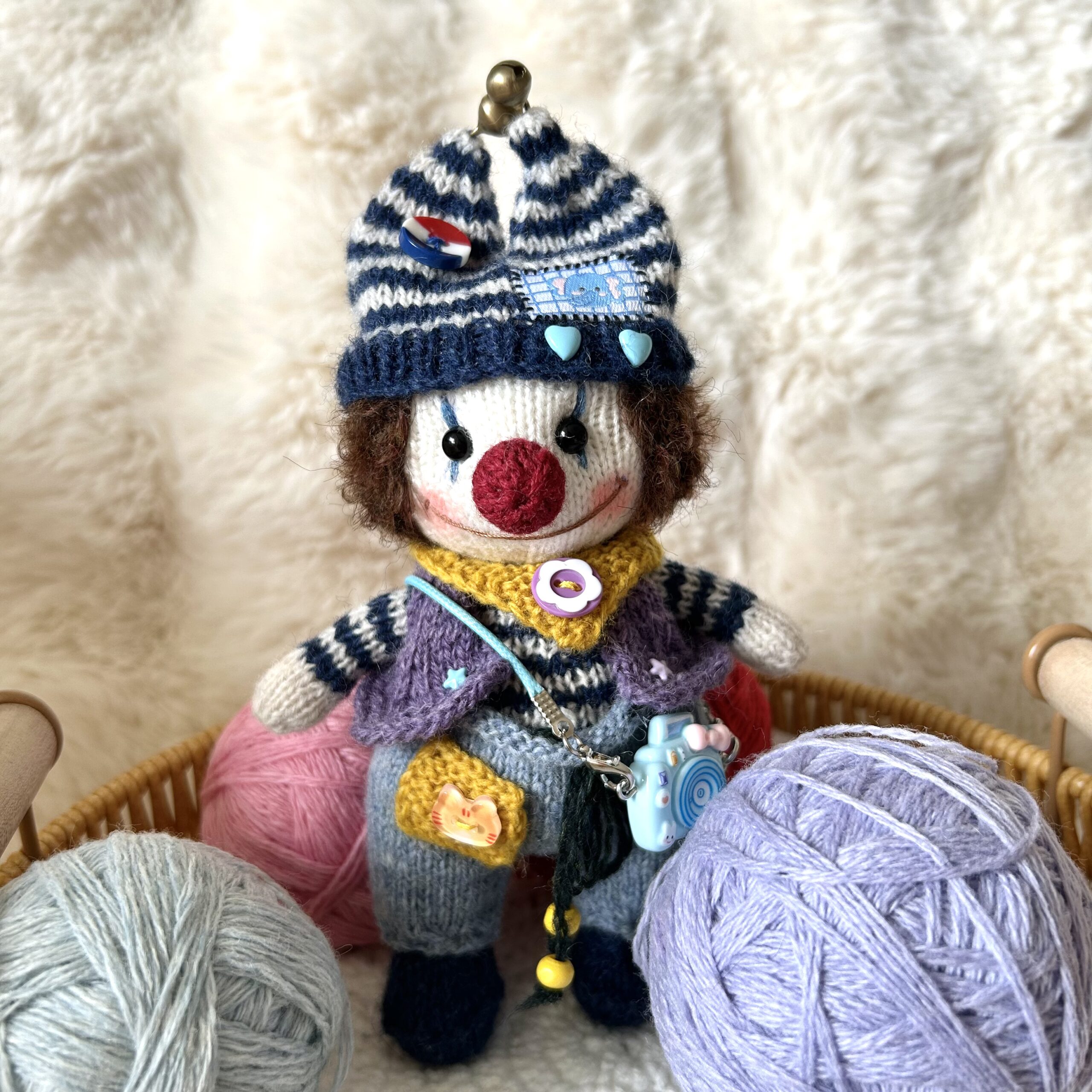 Handmade Mr. Clown Plush Toy – Healing Aesthetic Gift - Image 2
