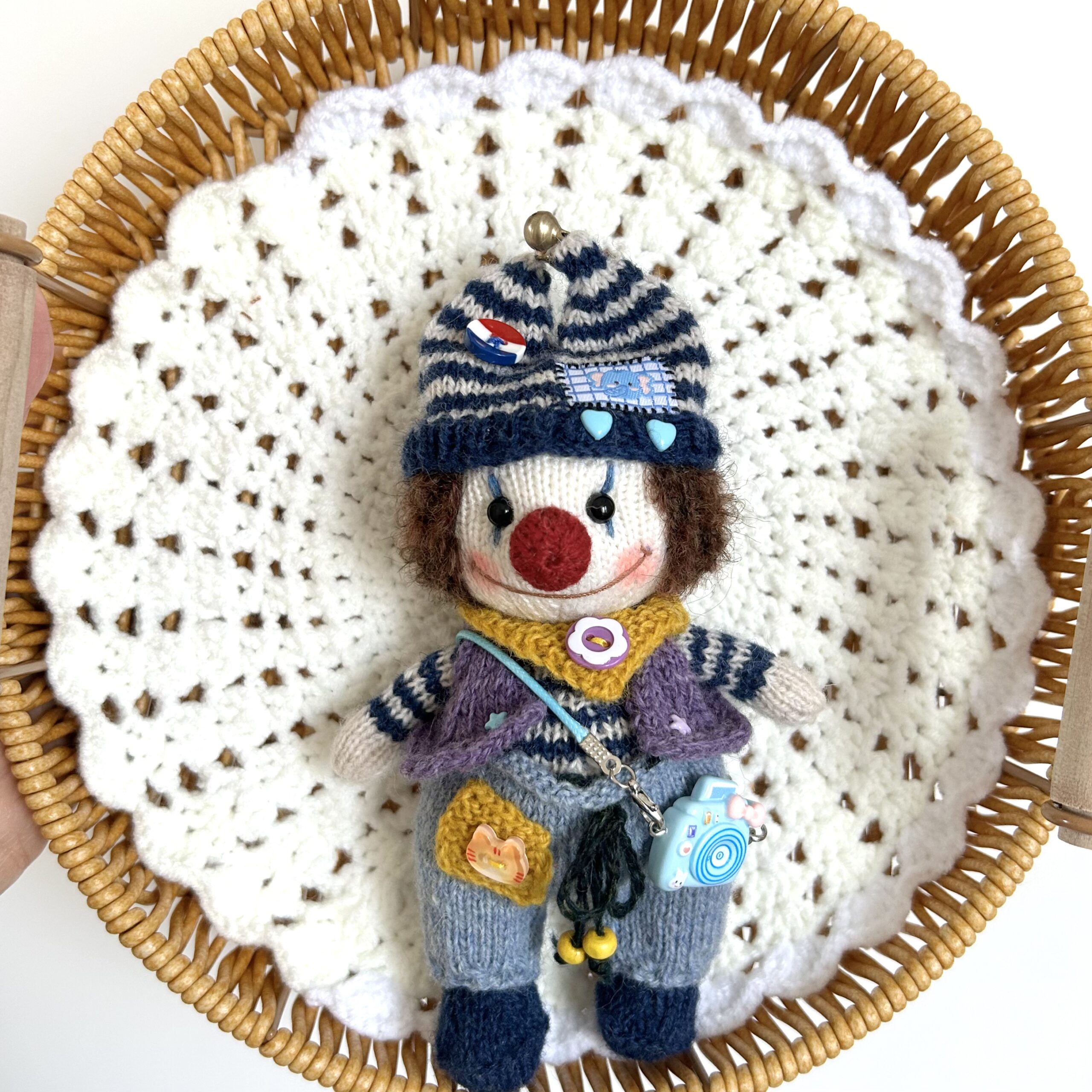 Handmade Mr. Clown Plush Toy – Healing Aesthetic Gift - Image 3
