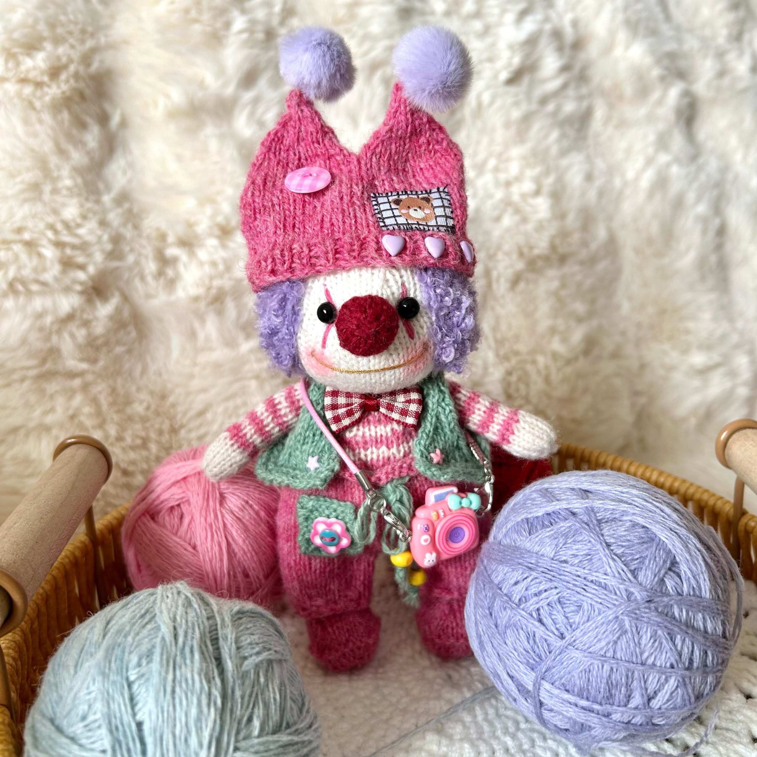 Mr. Clown Amigurumi Doll – Handmade Healing Plush Gift - Image 2