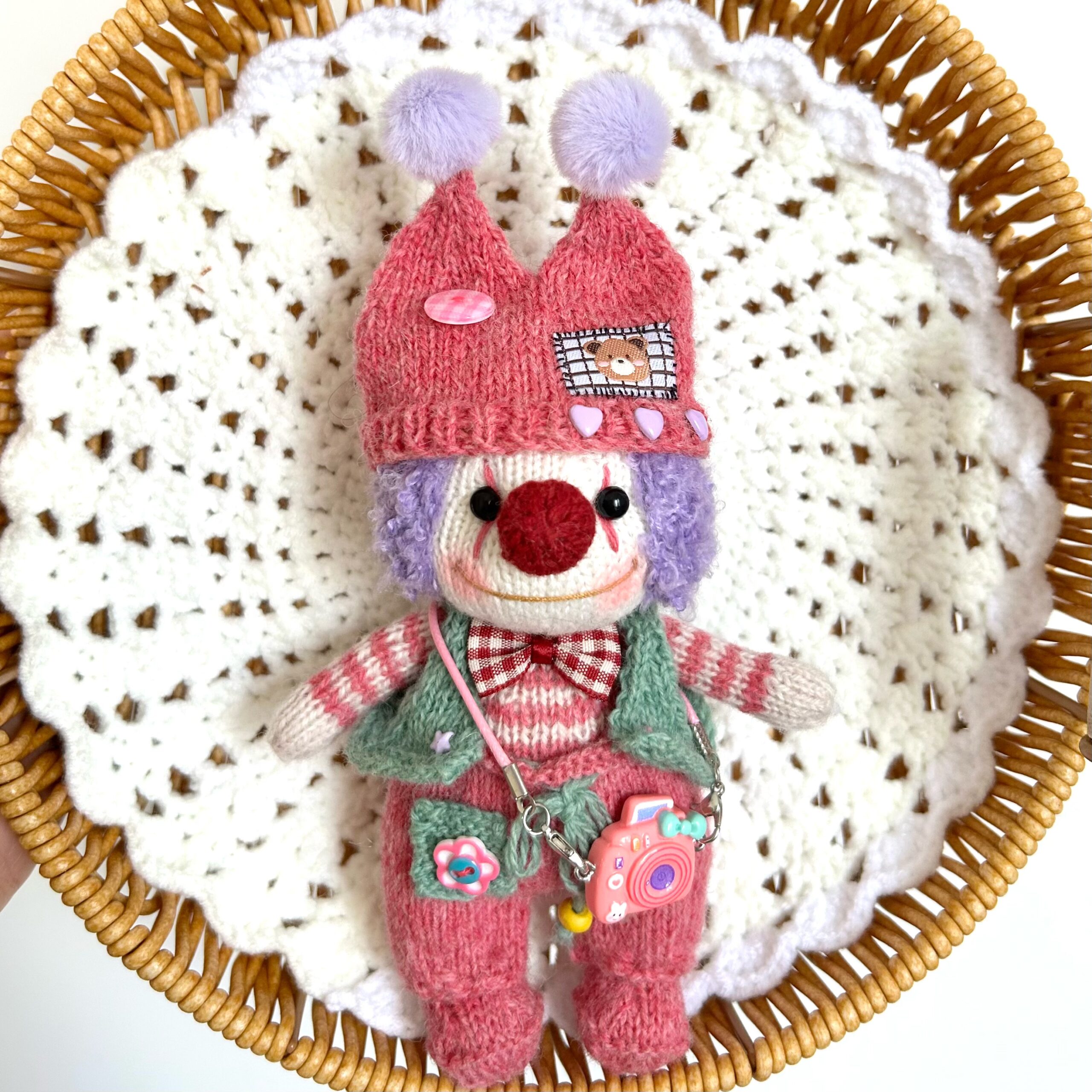 Mr. Clown Amigurumi Doll – Handmade Healing Plush Gift - Image 4