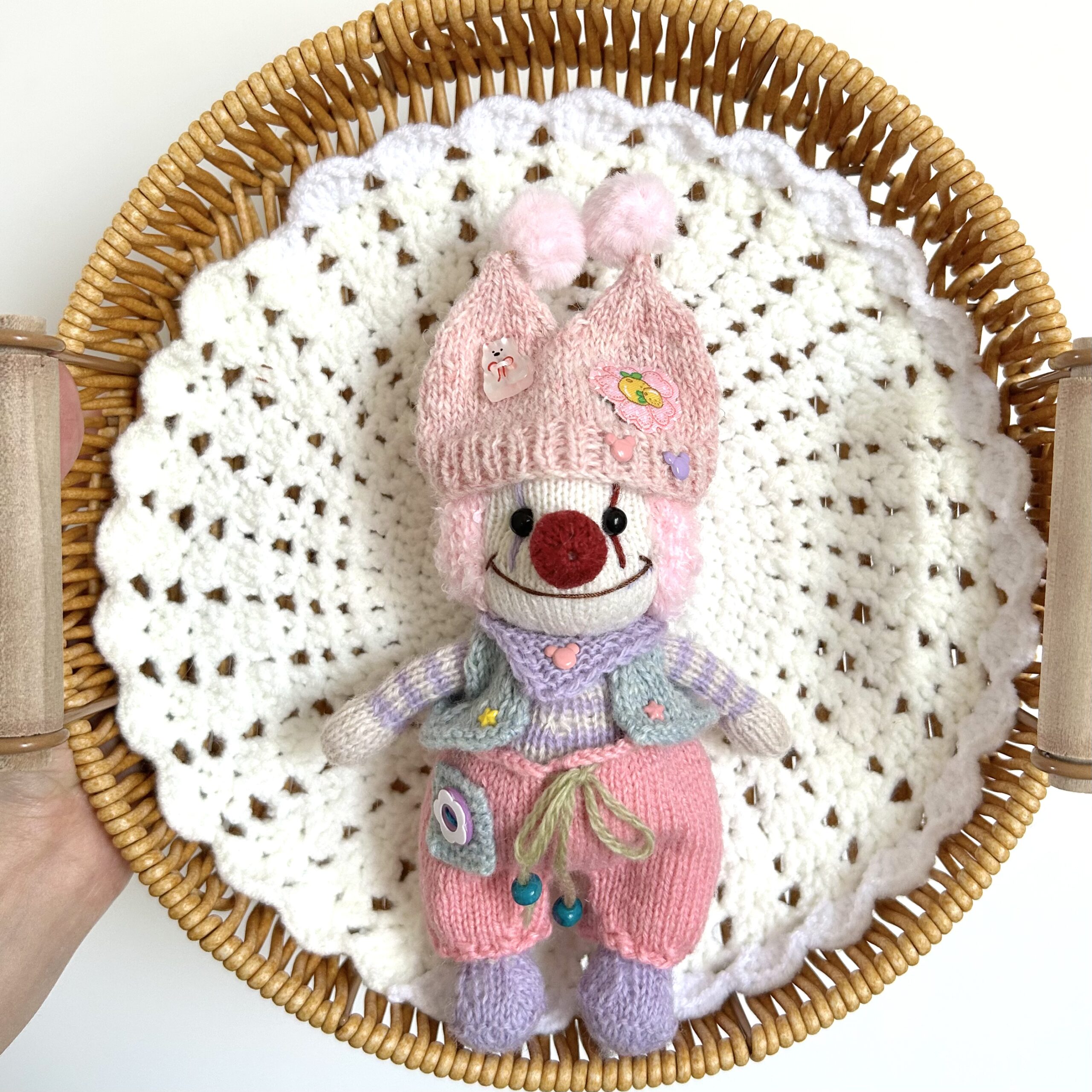 Mr. Clown Plushie Toy Handmade – Knitted Amigurumi Art toy Gift - Image 3