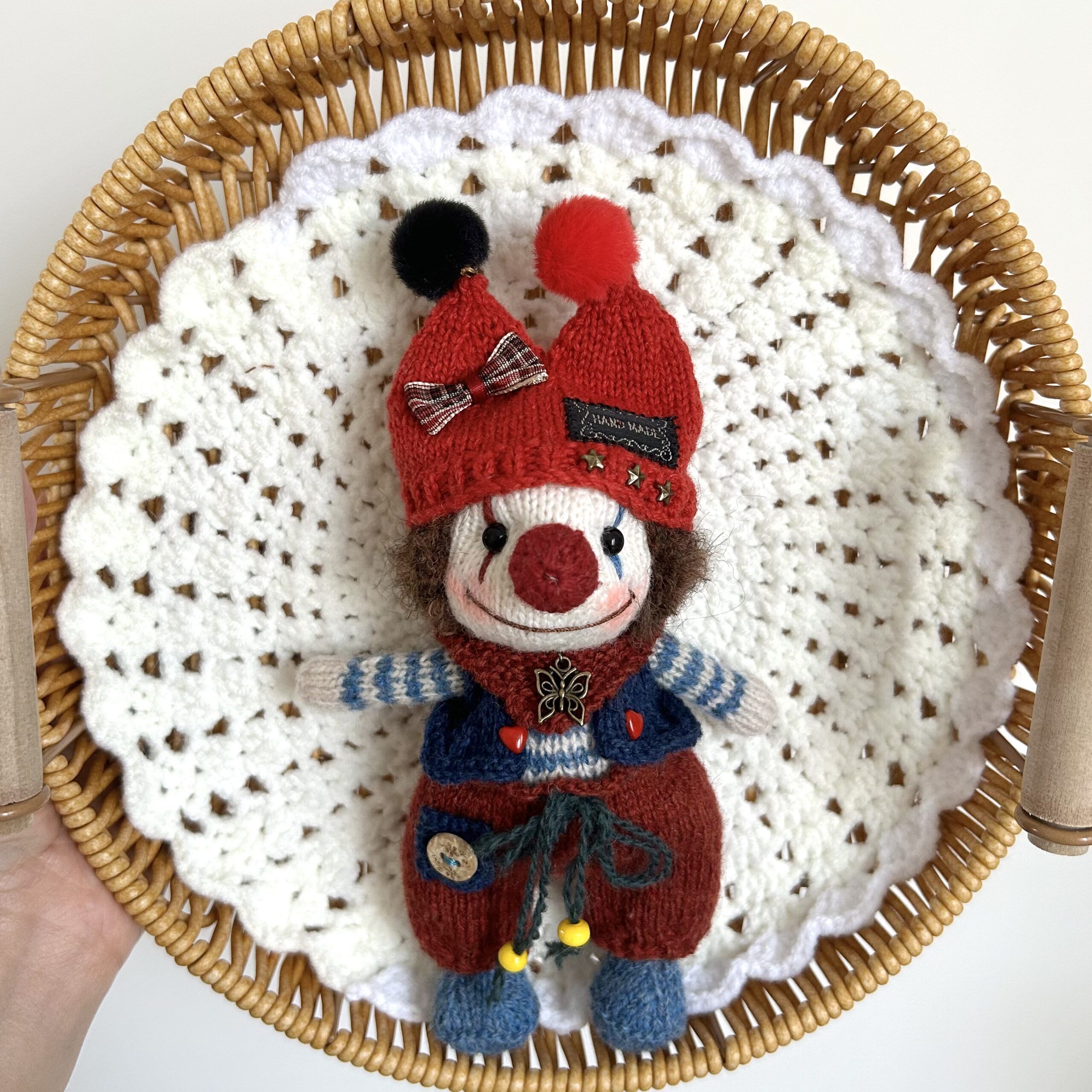 Mr. Clown Plushie Toy Handmade – Knitted Amigurumi - Image 3