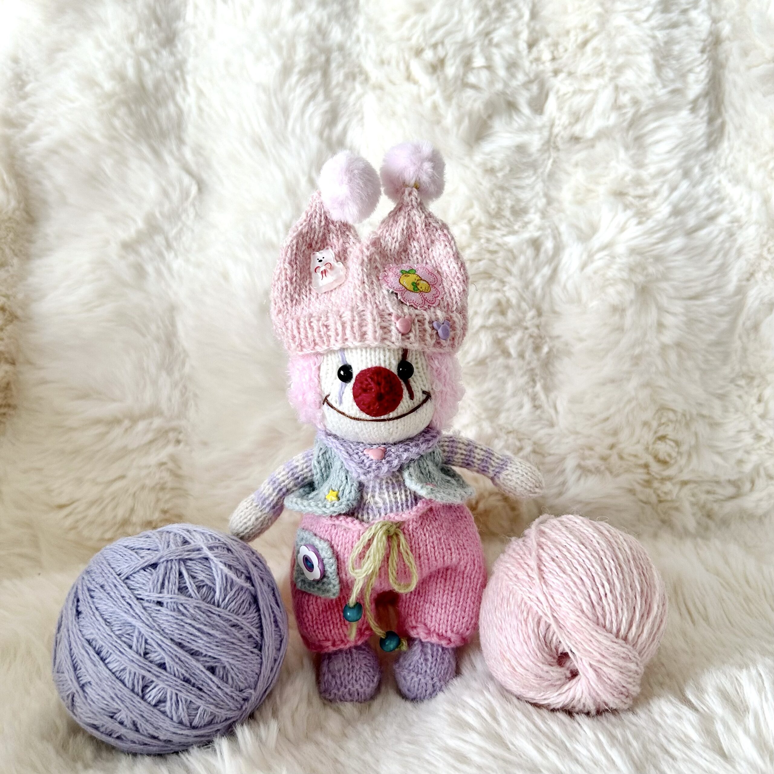 Mr. Clown Plushie Toy Handmade – Knitted Amigurumi Art toy Gift - Image 2