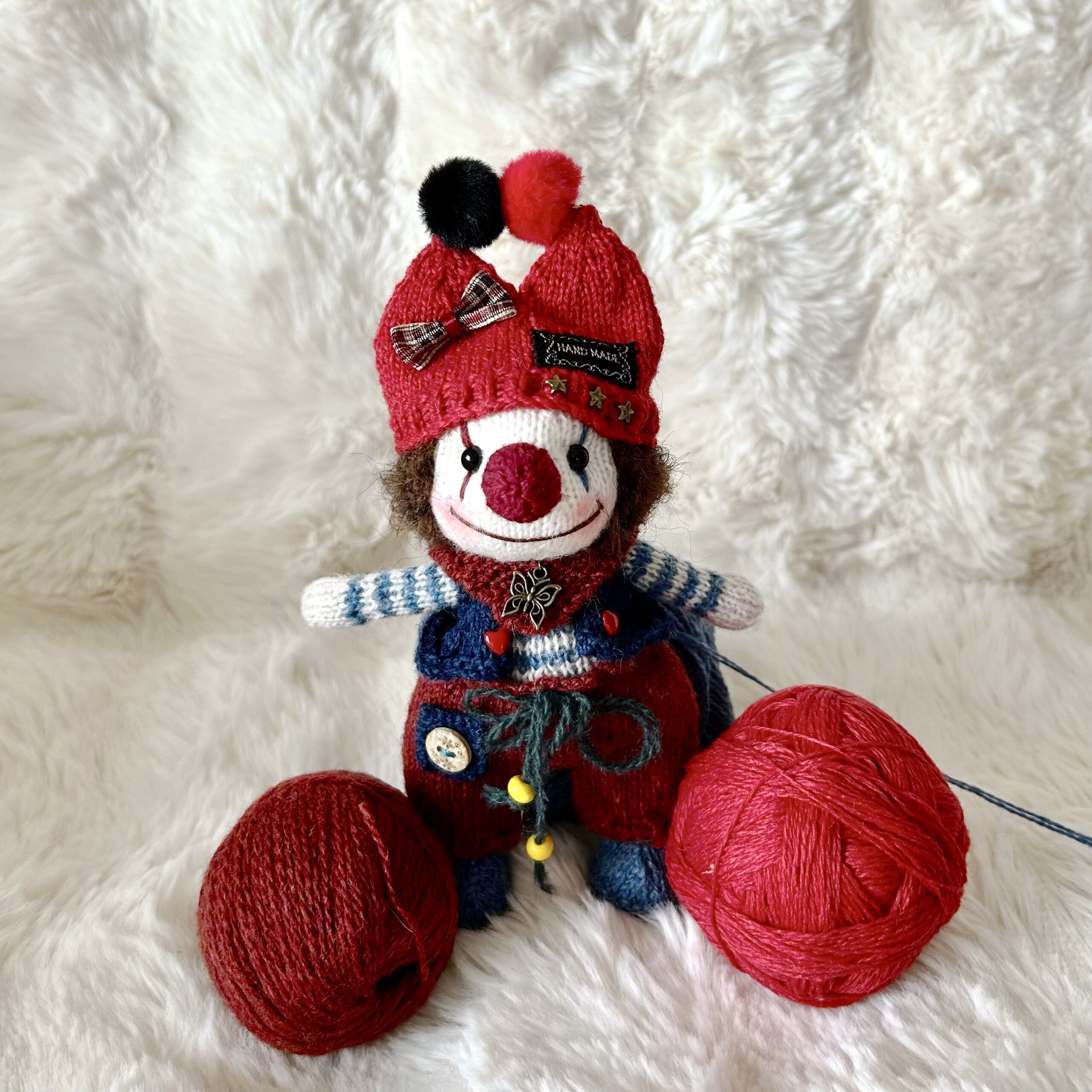 Mr. Clown Plushie Toy Handmade – Knitted Amigurumi - Image 2