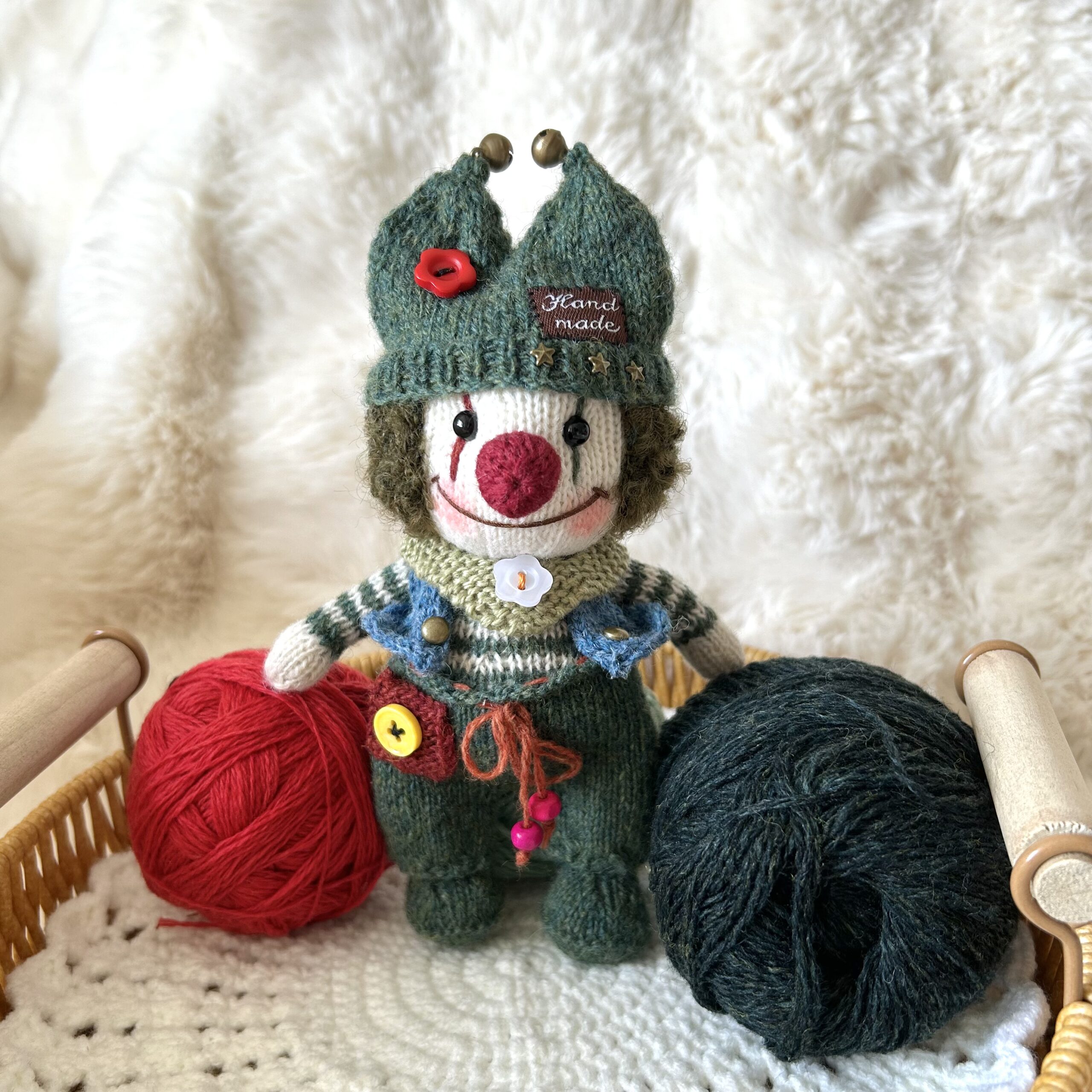 Mr. Clown Amigurumi Plushie – Handmade Knitted Art Toy Gift for Collector - Image 2