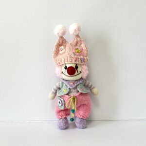 Mr. Clown Plushie Toy Handmade – Knitted Amigurumi Art toy Gift