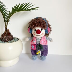 Mr. Clown Handmade Amigurumi Plushie – Knitted Art Toy Gift