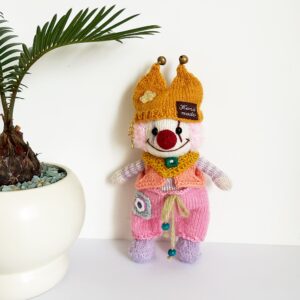 Mr. Clown Plushie Toy Handmade – Knitted Amigurumi Art toy Gift