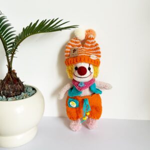 Mr. Clown Knitted Plush Toy – Handmade Amigurumi Art toy Gift