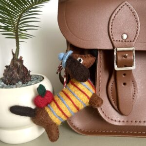 Handmade Wool Felt Dachshund Charm – Needle Felt Dog Bag Charm & Keychain Pendant