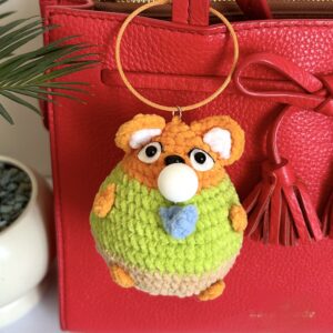 Handmade Crochet Fox Stress Blob Plushie – Bubble Squeeze Fidget Toy Keychain