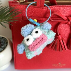 Handmade Crochet Light Blue Monster Swiss Roll Bag Charm Cute Keychain