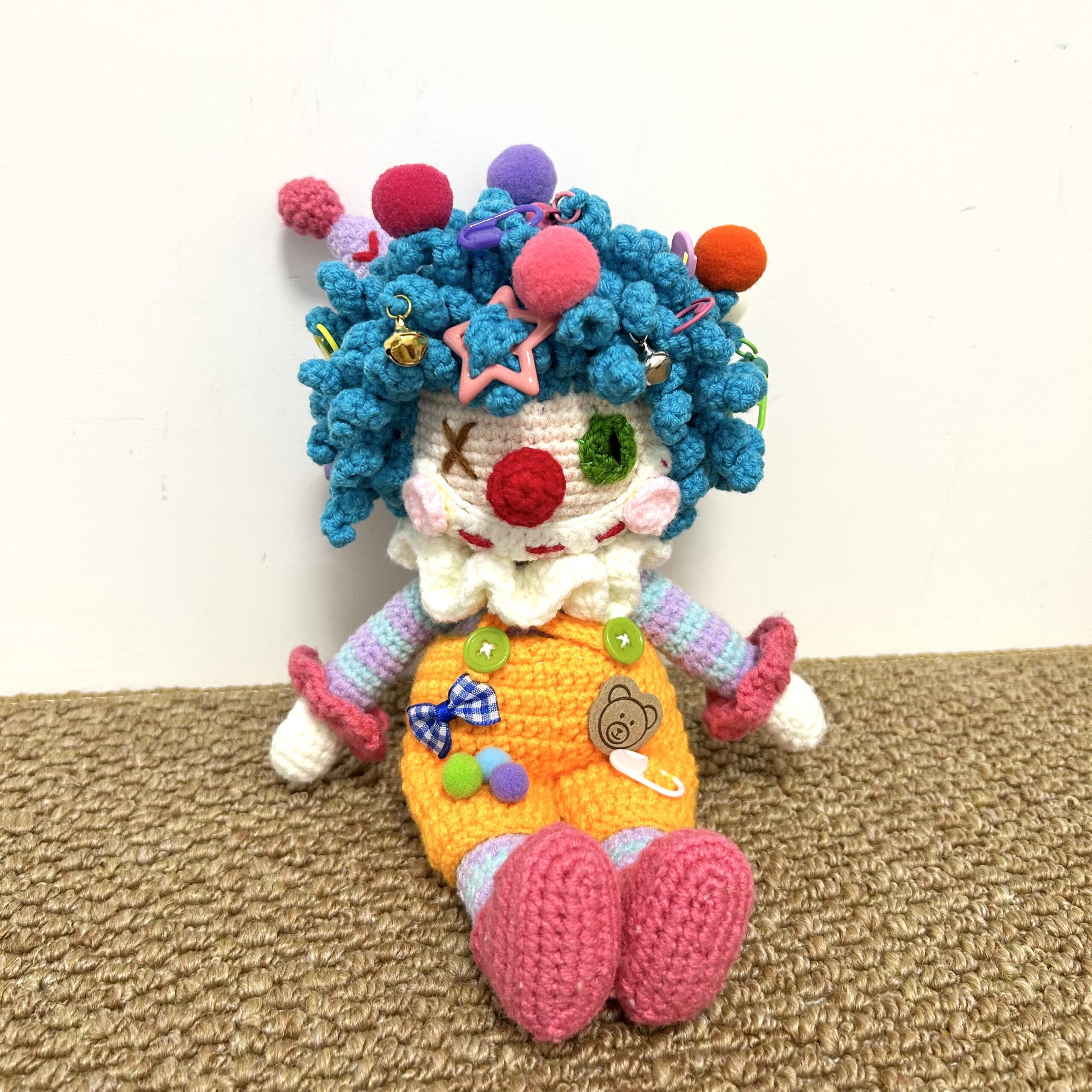 Handmade Cute Crochet Clown Toy Amigurumi Doll, Halloween Decor Unique Gift