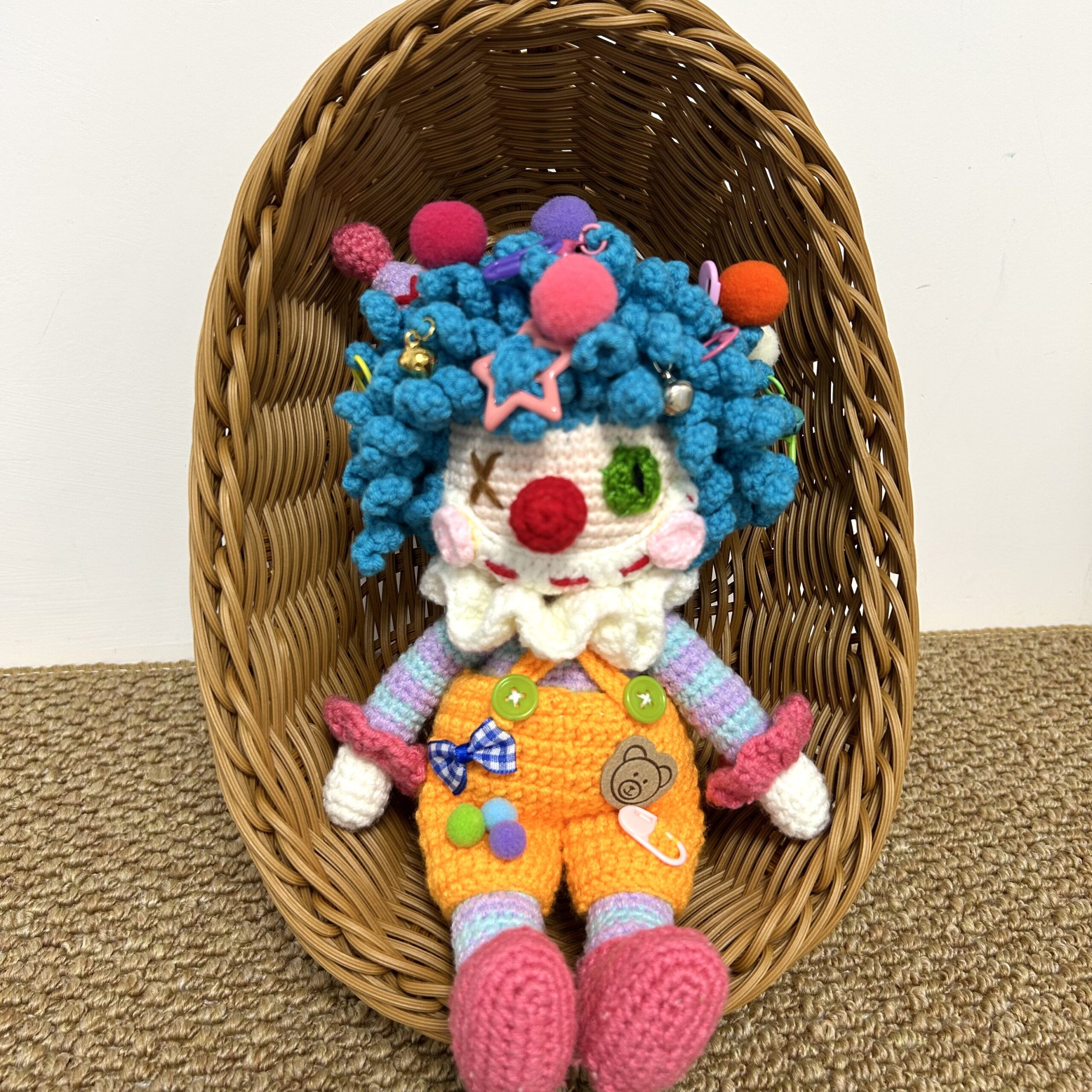 Handmade Cute Crochet Clown Toy Amigurumi Doll, Halloween Decor Unique Gift - Image 2