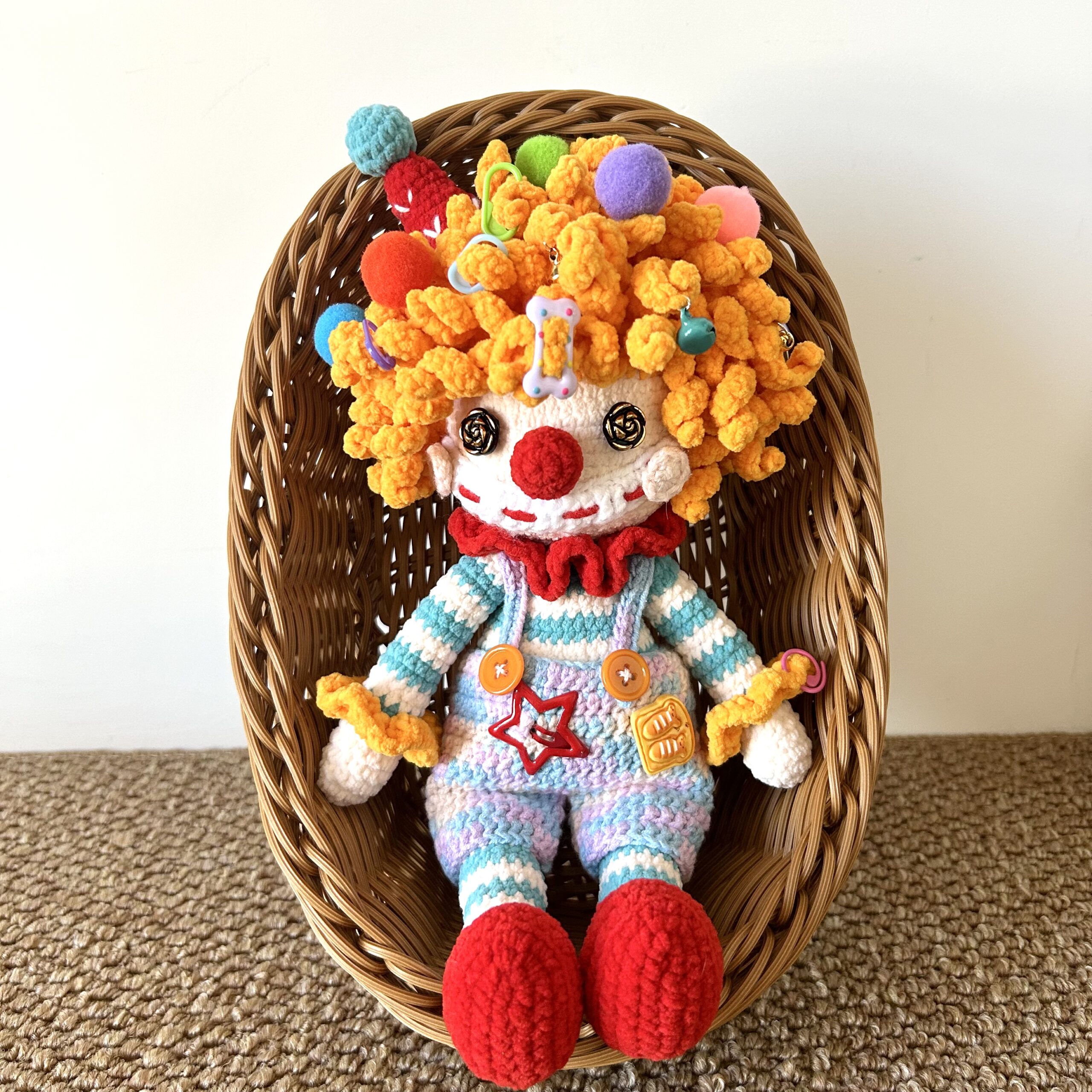 Cute Handmade Crochet Clown Toy Amigurumi Doll, Desk Decor & Birthday Gift for Her - Image 2