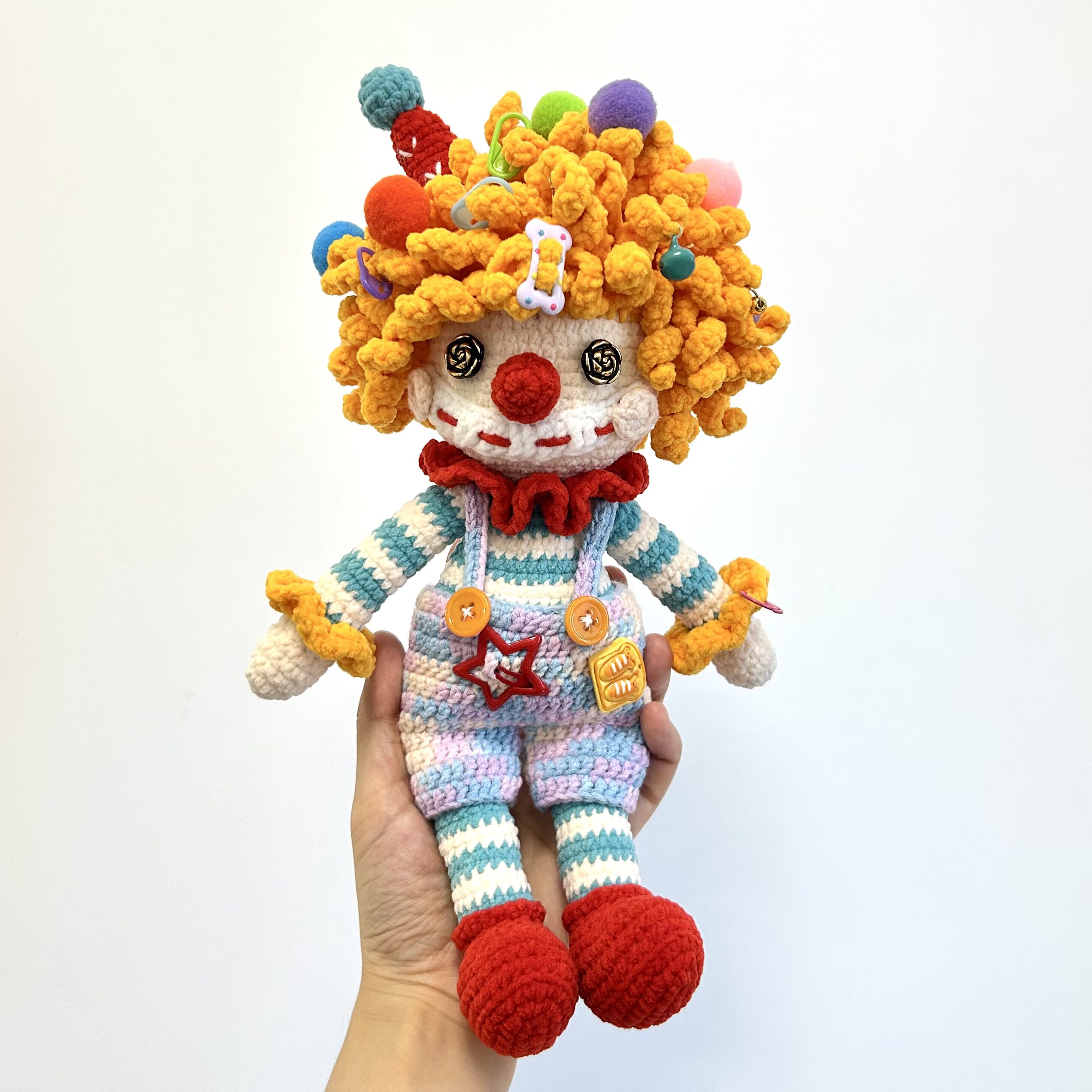 Cute Handmade Crochet Clown Toy Amigurumi Doll, Desk Decor & Birthday Gift for Her - Image 3