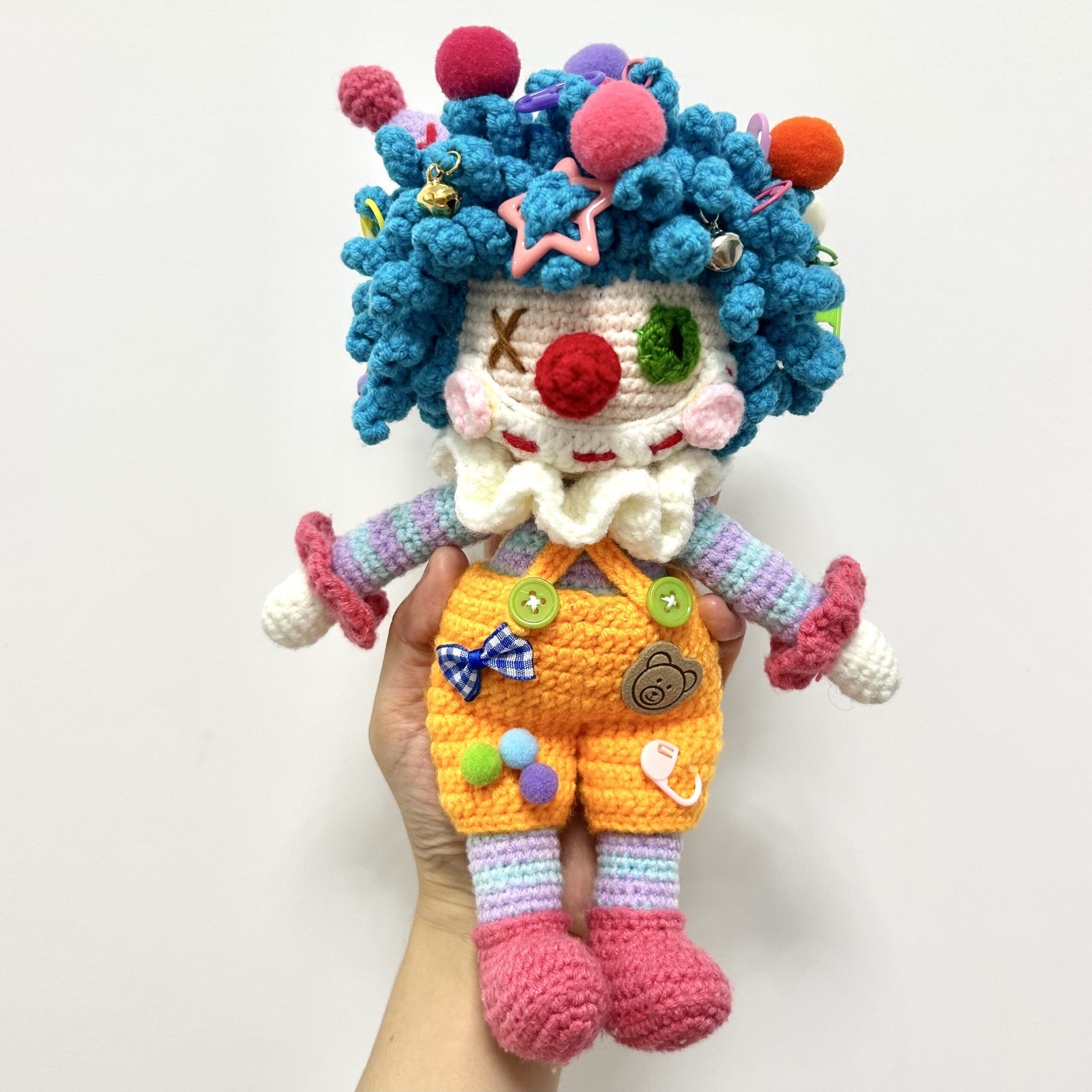 Handmade Cute Crochet Clown Toy Amigurumi Doll, Halloween Decor Unique Gift - Image 3