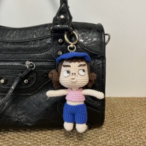 Handmade Crochet Moody Girl Doll Amigurumi Plush Bag Charm Keychain
